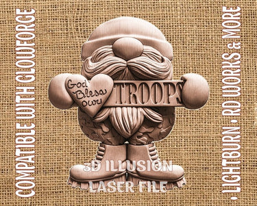 MILITARY GNOME 3d illusion & laser-ready file 3DWave.us